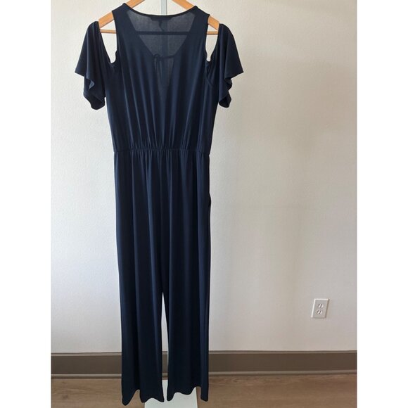 BCBGeneration Jumpsuit S Cold Shoulder Wrap Tie Resort Date Night Casual Chic - Picture 4 of 11